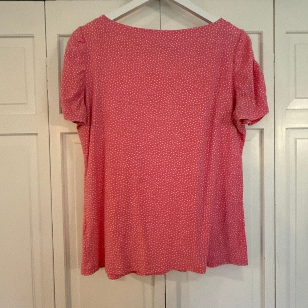 Lilly Pulitzer pink polka dot puff sleeve tshirt size XLarge - Picture 5 of 8